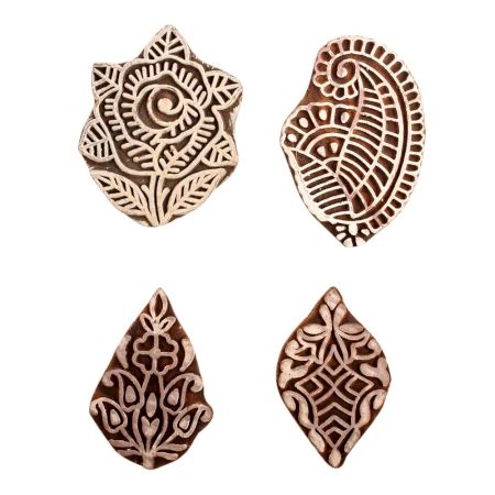 Set of 4 Piece New Mix Wooden Printing Block